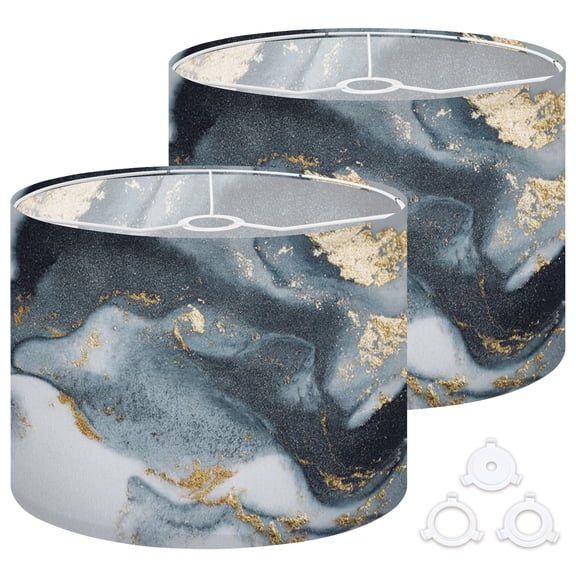 Lamp Shades Set of 2 Easy Assembly Natural Luxury Style incorporates swirls marble ripples agate for Drum Lampshades for Table Lamps Floor Lamps Pendant Light 13"x13"x10" Replacement Lamp Shade