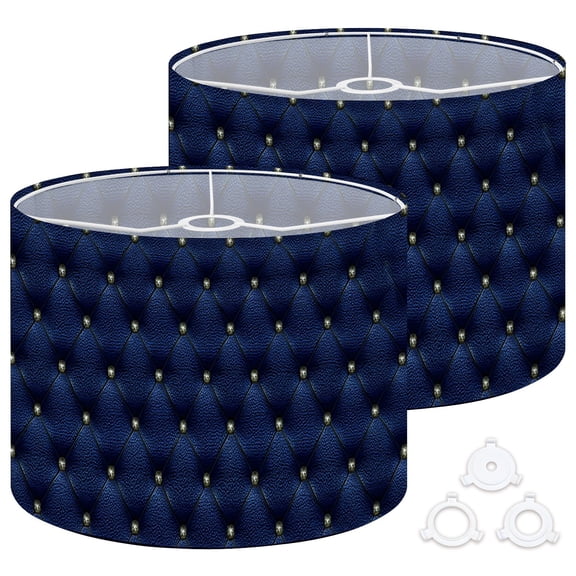 Lamp Shades Set of 2 Easy Assembly Navy blue retro style gold crown Can be used for premium Drum Lampshades for Table Lamps Floor Lamps Pendant Light 13"x13"x10" Replacement Lamp Shade