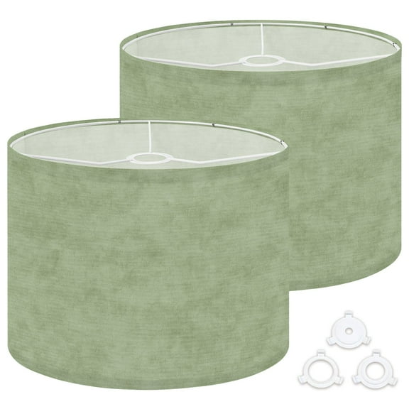 Lamp Shades Set of 2 Easy Assembly Sage green texture for running sublimation printing 12 Drum Lampshades for Table Lamps Floor Lamps Pendant Light 13"x13"x10" Replacement Lamp Shade