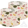 thumbnail image 1 of Lamp Shades Set of 2 Easy Assembly Summer tropical print pink flamingos Cute Exotic Flamingo character Drum Lampshades for Table Lamps Floor Lamps Pendant Light 13"x13"x10" Replacement Lamp Shade, 1 of 8