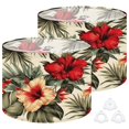 thumbnail image 1 of Lamp Shades Set of 2 Easy Assembly Tropical vintage red hibiscus strelitzia floral green palm leaves Drum Lampshades for Table Lamps Floor Lamps Pendant Light 13"x13"x10" Replacement Lamp Shade, 1 of 8