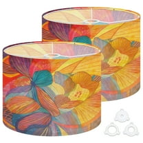 Lamp Shades Set of 2 Easy Assembly Watercolor abstract colorful fantastic elements Drum Lampshades for Table Lamps Floor Lamps Pendant Light 13"x13"x10" Replacement Lamp Shade
