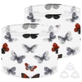 thumbnail image 1 of Lamp Shades Set of 2 Easy Assembly colorful butterflies white black red gray colors Drum Lampshades for Table Lamps Floor Lamps Pendant Light 13"x13"x10" Replacement Lamp Shade, 1 of 8