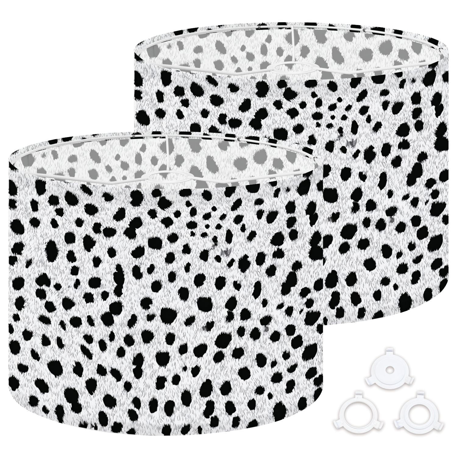 Lamp Shades Set of 2 Easy Assembly design irregular ink black spots white Drum Lampshades for Table Lamps Floor Lamps Pendant Light 13"x13"x10" Replacement Lamp Shade