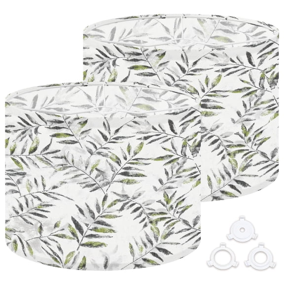 Lamp Shades Set of 2 Easy Assembly fir tree branches grey branches leaves Botanical Drum Lampshades for Table Lamps Floor Lamps Pendant Light 13"x13"x10" Replacement Lamp Shade
