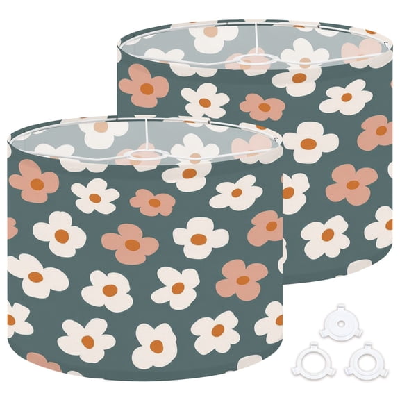 Lamp Shades Set of 2 Easy Assembly gender neutral baby floral Simple whimsical minimal earthy Drum Lampshades for Table Lamps Floor Lamps Pendant Light 13"x13"x10" Replacement Lamp Shade