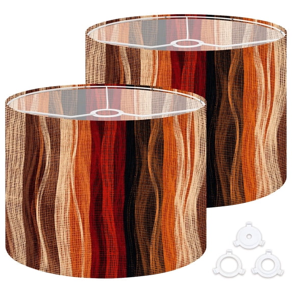 Lamp Shades Set of 2 Easy Assembly texture ethnic fabric grunge boho style 3d Drum Lampshades for Table Lamps Floor Lamps Pendant Light 13"x13"x10" Replacement Lamp Shade