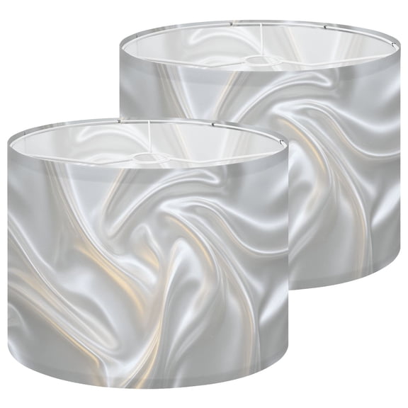 Lamp Shades Set of 2 Elegant Soft White Satin Flowing Texture Subtle Shine 13" x 13" x 10" Lampshade for Table Lamps Floor Lamps Lamp Shade Replacement Easy Assembly Required