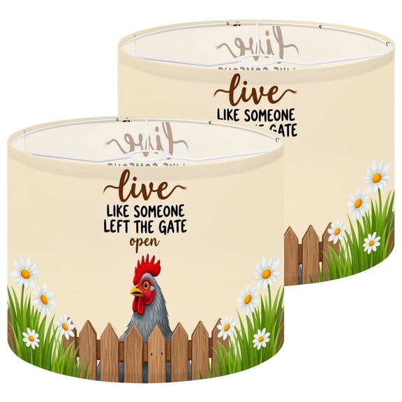 Lamp Shades Set of 2 Farm Cottagecore Animal Rustic Country Chicken Rooster 13" x 13" x 10" Lampshade for Table Lamps Floor Lamps Lamp Shade Replacement Easy Assembly Required