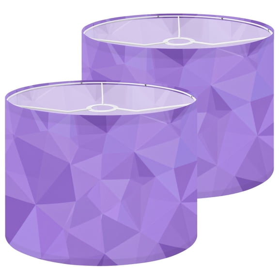 Lamp Shades Set of 2 Geometric Purple Polygonal Abstract Design 13" x 13" x 10" Lampshade for Table Lamps Floor Lamps Lamp Shade Replacement Easy Assembly Required