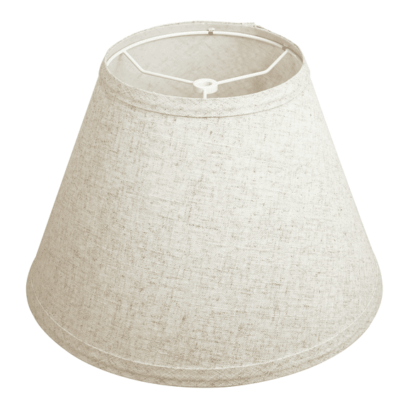 Lamp Shades Set of 2, Medium Brown Lampshade 7x13x9 inch, Barrel Lamphades for Table Floor Lamp, Easy Assembly Required Fabric Natural Linen Lamp Cover, Lamp Shade Harp Holder Included