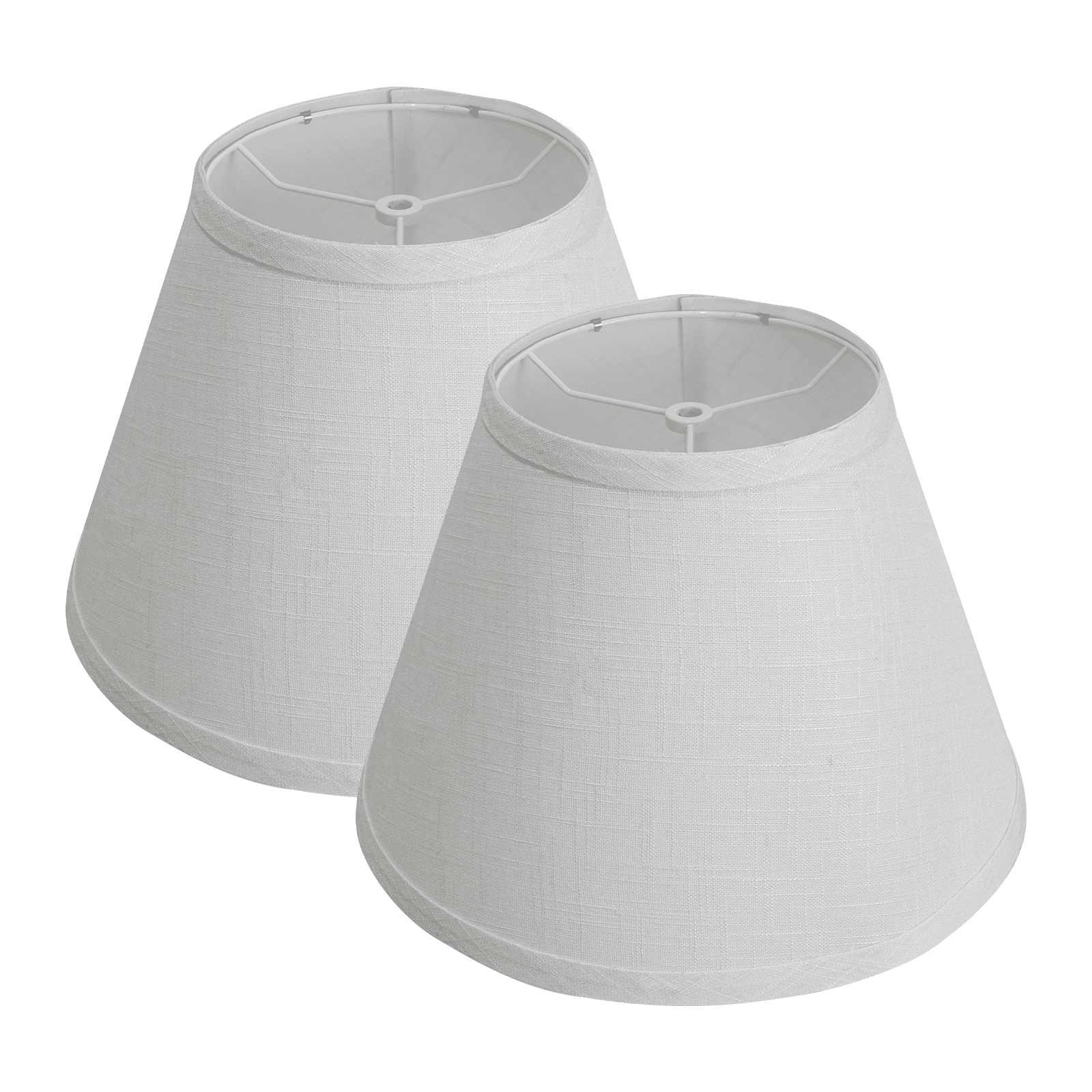 Lamp Shades Set of 2, Medium White Lampshade 7x13x9 inch, Barrel Lamphades for Table Floor Lamp, Easy Assembly Required Fabric Natural Linen Lamp Cover, Lamp Shade Harp Holder Included