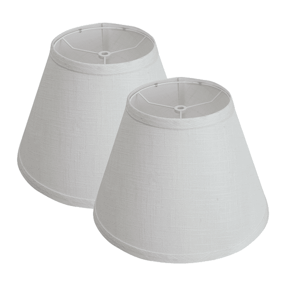 Lamp Shades Set of 2, Medium White Lampshade 7x13x9 inch, Barrel Lamphades for Table Floor Lamp, Easy Assembly Required Fabric Natural Linen Lamp Cover, Lamp Shade Harp Holder Included