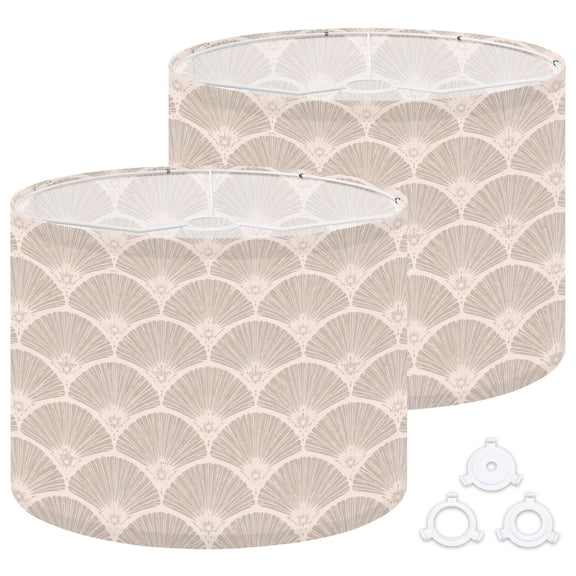 Lamp Shades Set of 2 Neutral Beige Fan Subtle Floral Design Drum Lampshades for Table Lamps Floor Lamps Pendant Light 13"x13"x10" Replacement Lamp Shade Easy Assembly