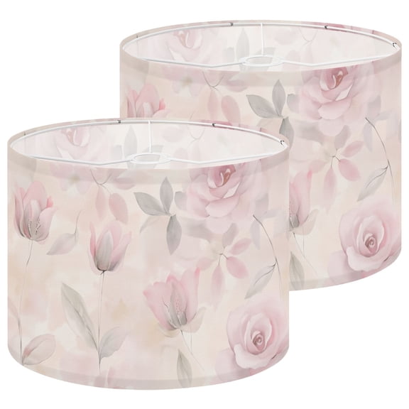 Lamp Shades Set of 2 Pink Grey Floral Abstract Marble Modern Pink Roses Flower 13" x 13" x 10" Lampshade for Table Lamps Floor Lamps Lamp Shade Replacement Easy Assembly Required