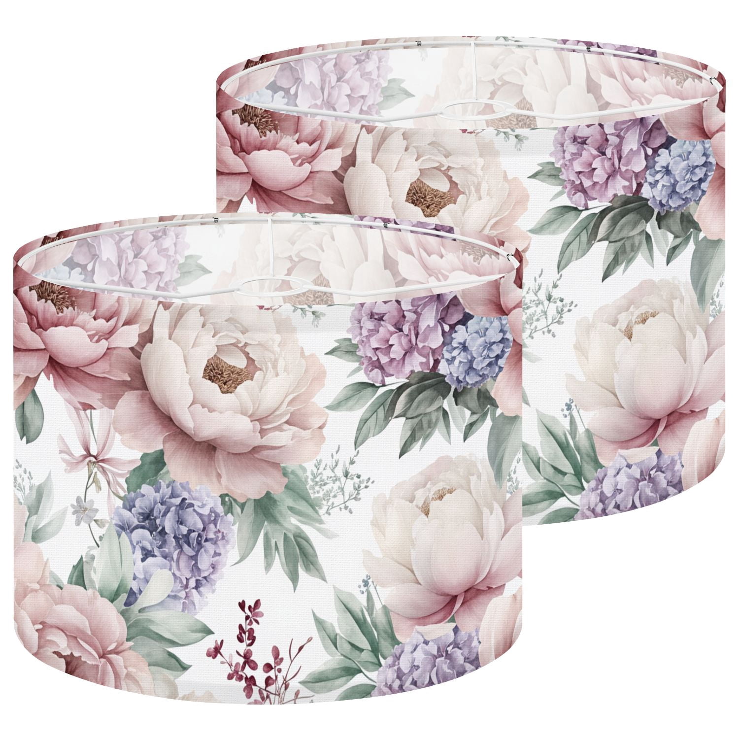 Lamp Shades Set of 2 Seamless floral peonies light watercolor botanical Rose 13" x 13" x 10" Lampshade for Table Lamps Floor Lamps Lamp Shade Replacement Easy Assembly Required