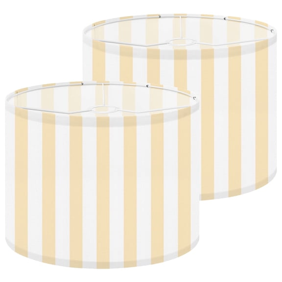 Lamp Shades Set of 2 Soft Beige Vertical Stripes Subtle Texture 13" x 13" x 10" Lampshade for Table Lamps Floor Lamps Lamp Shade Replacement Easy Assembly Required