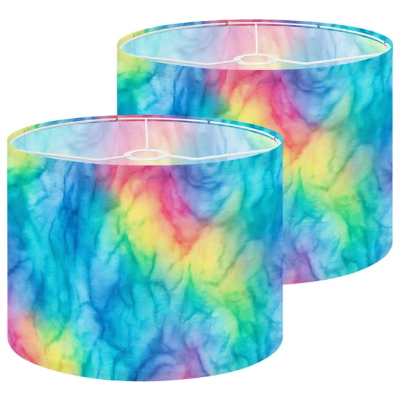 Lamp Shades Set of 2 Tie Dye Aquarelle Print Trendy Tie Dye Shapes 13" x 13" x 10" Lampshade for Table Lamps Floor Lamps Lamp Shade Replacement Easy Assembly Required