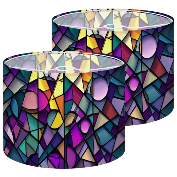 Lamp Shades Set of 2 abstract stained glass mosaic purple violet 13" x 13" x 10" Lampshade for Table Lamps Floor Lamps Lamp Shade Replacement Easy Assembly Required