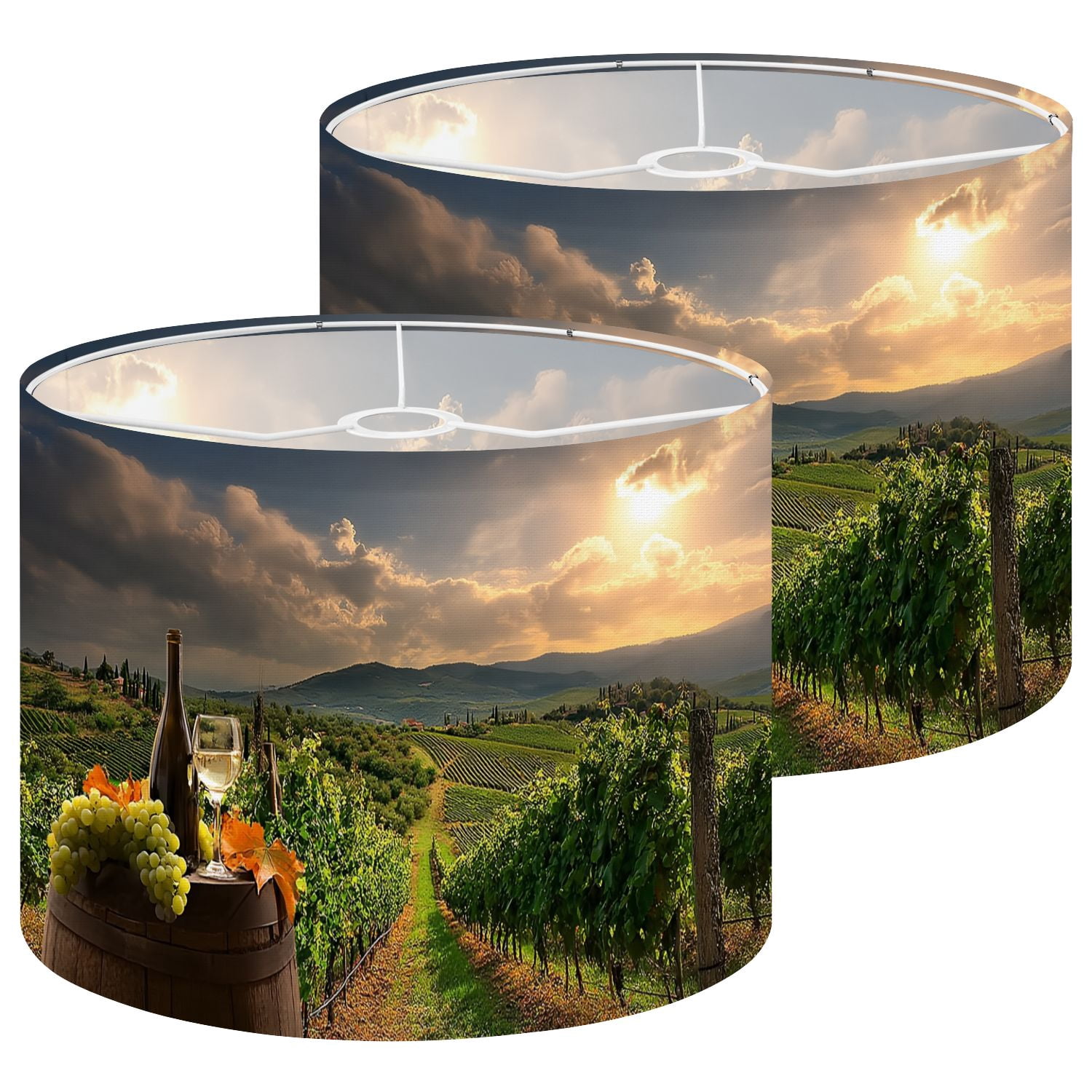 Lamp Shades Set of 2 vine landscape wine still life tuscany italy wine 13" x 13" x 10" Lampshade for Table Lamps Floor Lamps Lamp Shade Replacement Easy Assembly Required