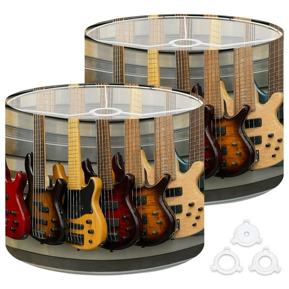 Lamp Shades Set of 2 Easy Assembly Guitars Drum Lampshades for Table Lamps Floor Lamps Pendant Light 13"x13"x10" Replacement Lamp Shade