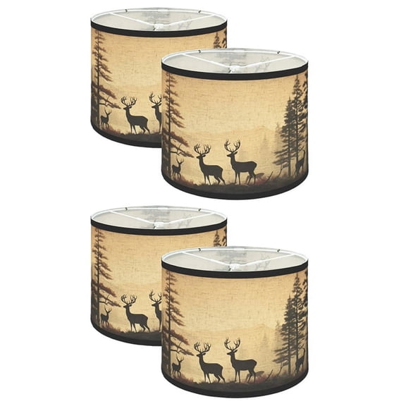 Lamp Shades Set of 4,Fabric Lampshades with Deers for Table Lamps,Floor Lamps,Replacement Lampshades