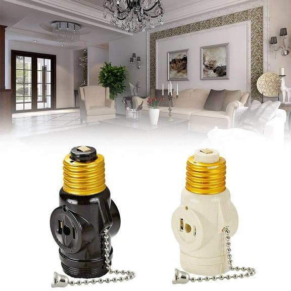 Lamp Socket with 2 Outlets, 125V 150W Max Bulb, Indoor Wall-Mounted Light Fixture for Bedroom or Living Room