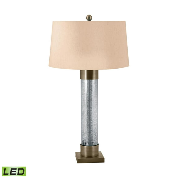 Lamp Works Mercury Glass Cylinder LED Table Lamp With Antiqued Brass 291-LED