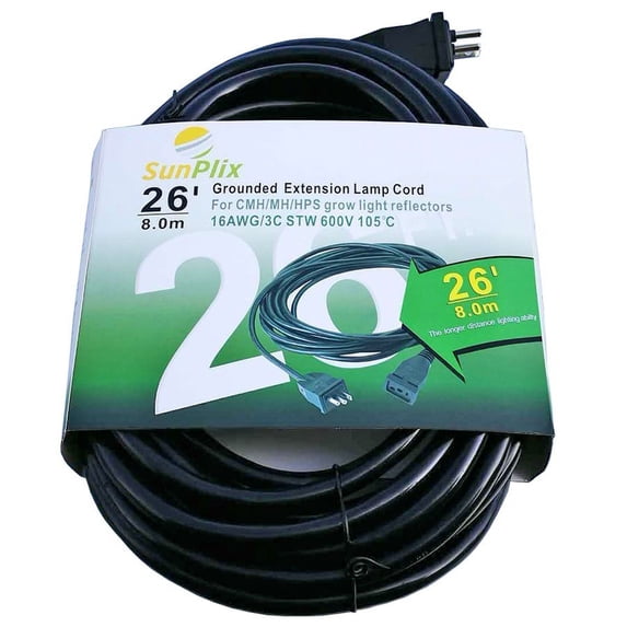 Lamp cord 600V 26' extension lamp cord
