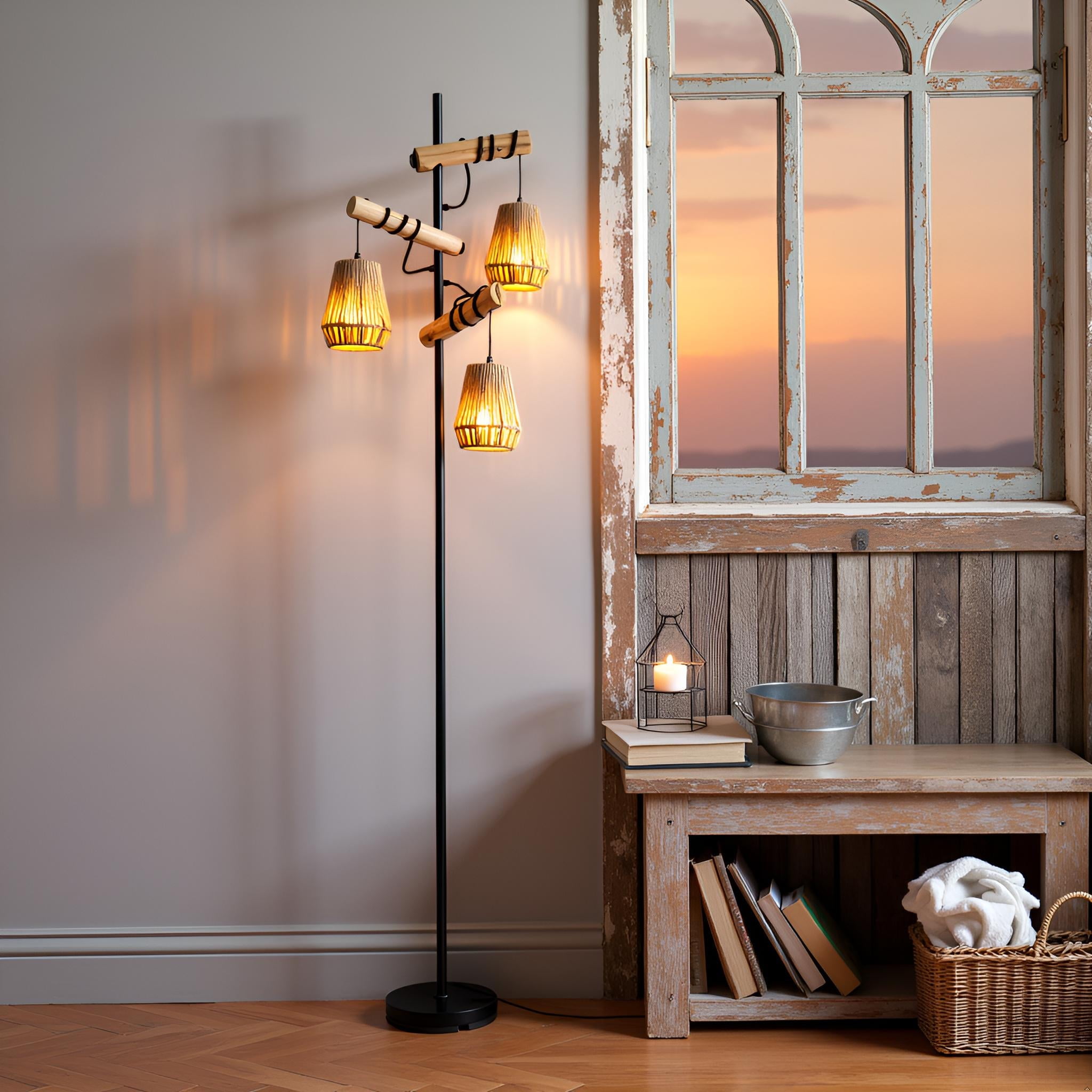 Lamp shades,Boho Rattan Lampshades Set of 2, Woven Bamboo Table and Bedside Lamp Shades Home Decor