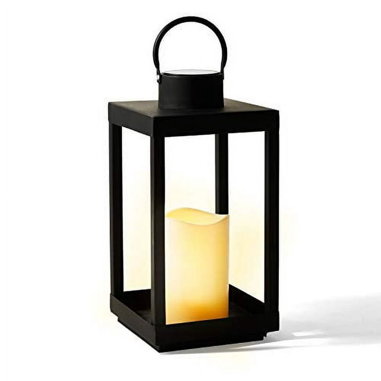 LampLust Indoor Outdoor Lanterns Decorative Lantern Set of 2, 8 Inch  Battery Operated Candle Lantern, Black Metal with No Glass, Flameless LED  Outdoor