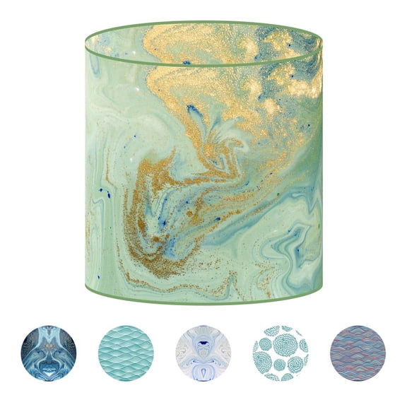 LampPix 10.00" Table Lamp Shade - Marble Green Custom Printed Canvas Desk Lampshade with Acrylic Spider Fitting by ArtToFrames (LP-60)