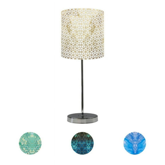 LampPix 10.00" Table Lamp Shade - Marble Hex White Custom Printed Canvas Desk Lampshade with Acrylic Uno Fitting by ArtToFrames