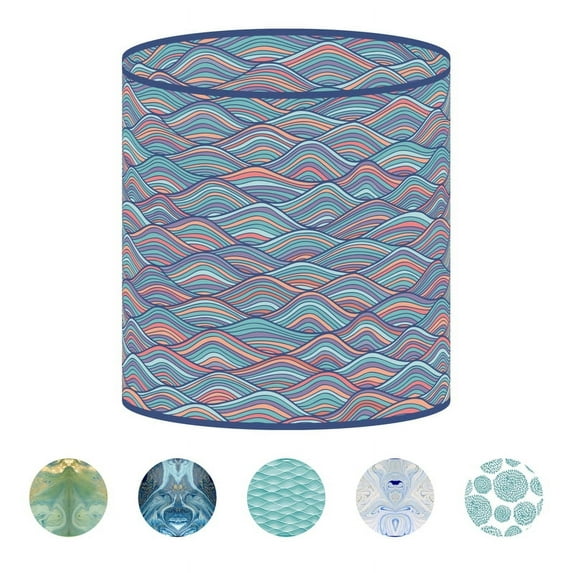LampPix 10.00" Table Lamp Shade - Waves Multicolor Custom Printed Canvas Desk Lampshade with Acrylic Uno Fitting by ArtToFrames (LP-60)