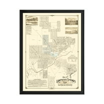Lampasas Springs Art, 1884 Vintage Map of Lampasas Springs Texas, TX History Wall Decor Gift, Old Lampasas Springs Map - 18" x 24" Black Framed Print