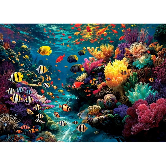 Lamplig Puzzles for Adults 1000 Pieces, Colorful Underwater Tropical Fish Coral Reef 1000 Piece Jigsaw Puzzle