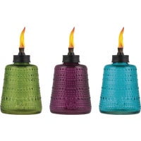 Lamplight Farms 1120063 6 in. Glass Table Torch, Blue, Green & Purple - Pack of 6