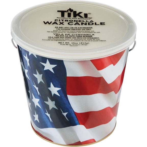 Lamplight Farms 1412122 16 oz American Flag / Patriotic Citronella Patio Candle Buckets - Quantity 5