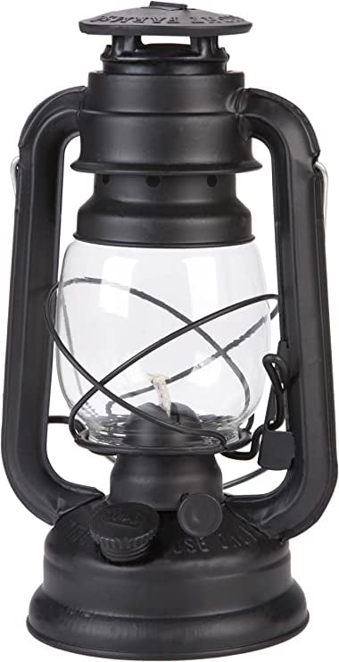 Matte Black 12" Metal and Glass Farmer's Lantern
