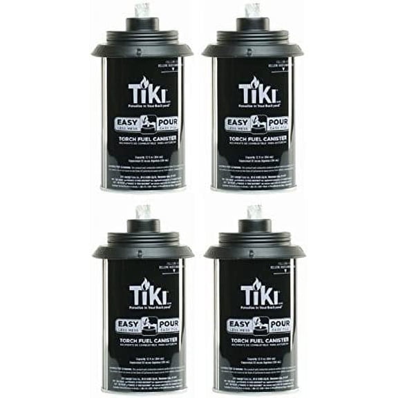 Lamplight Farms Tiki 1317054 Easy Pour Metal Replacement Torch Fuel Canisters w/Wick - Quantity 4 — Residential Use, Standard Application