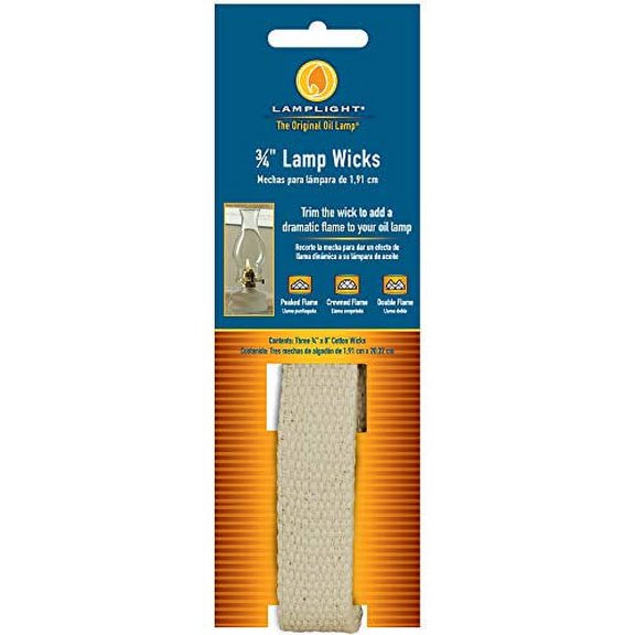 "Lamplight Replacement Cotton Flat Wick - 3/4"", 3pk", white (99963)