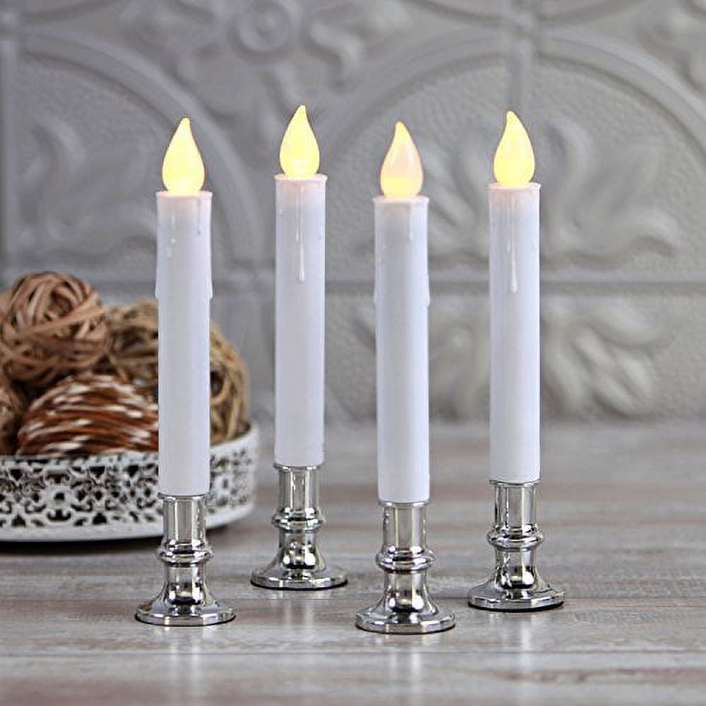 Lamplust Advent Flameless Candles, Set of 4 - Real Wax, 9 inch Tall, Realistic 3D Flames, Remote & Batteries Included, Pink and Purple LED Taper