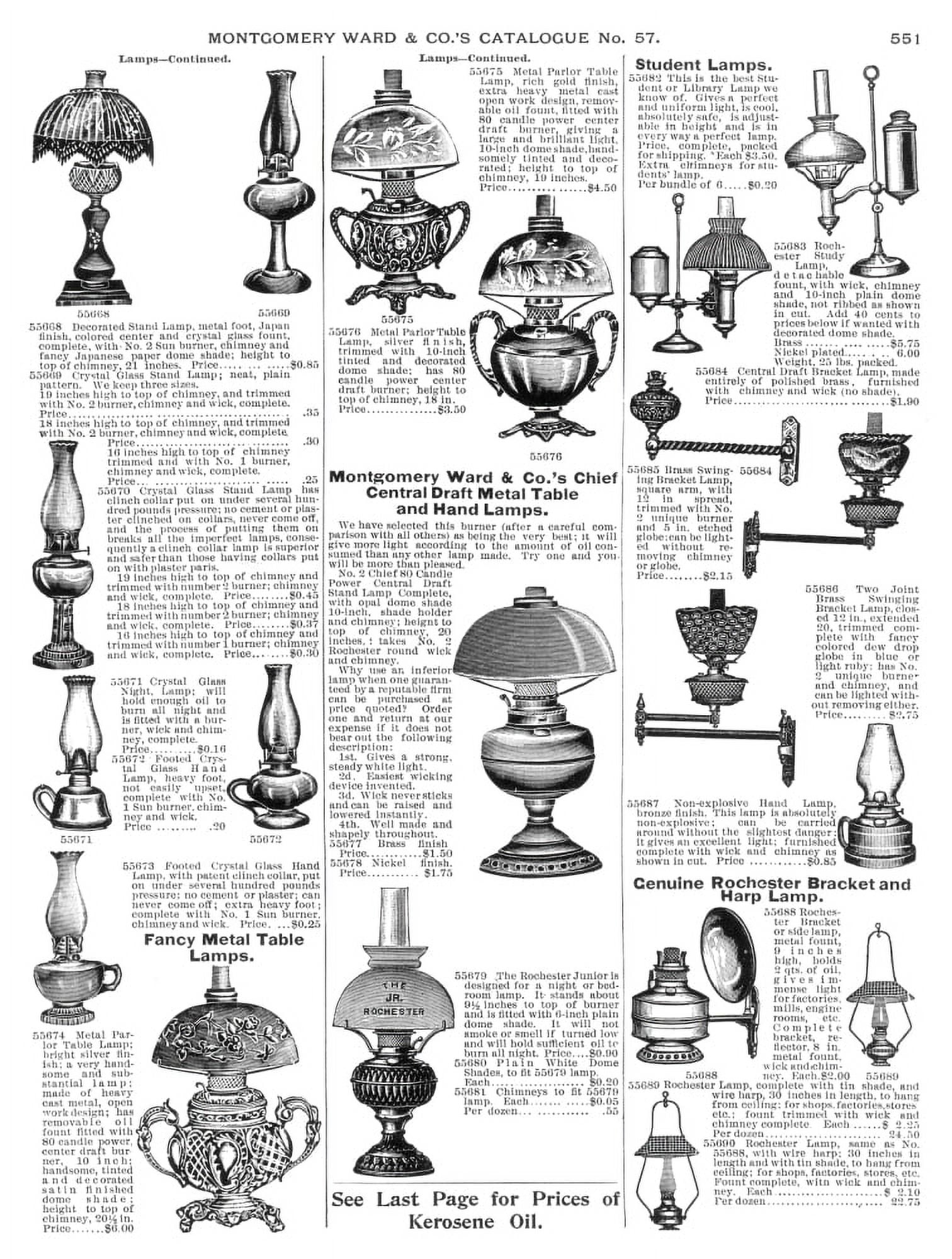 Lamps, 1895. /Nfrom The MailOrder Catalog Of Montgomery Ward & Co