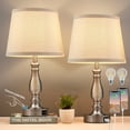 thumbnail image 1 of NATYSWAN Lamps for Bedrooms Set of 2, Brushed Nickel Bedside Lamps with USB Ports, 3 Way Dimmable Nightstand Lamps , Touch Table Lamp for Living Room Bedroom Office, Bulbs Included, 1 of 10