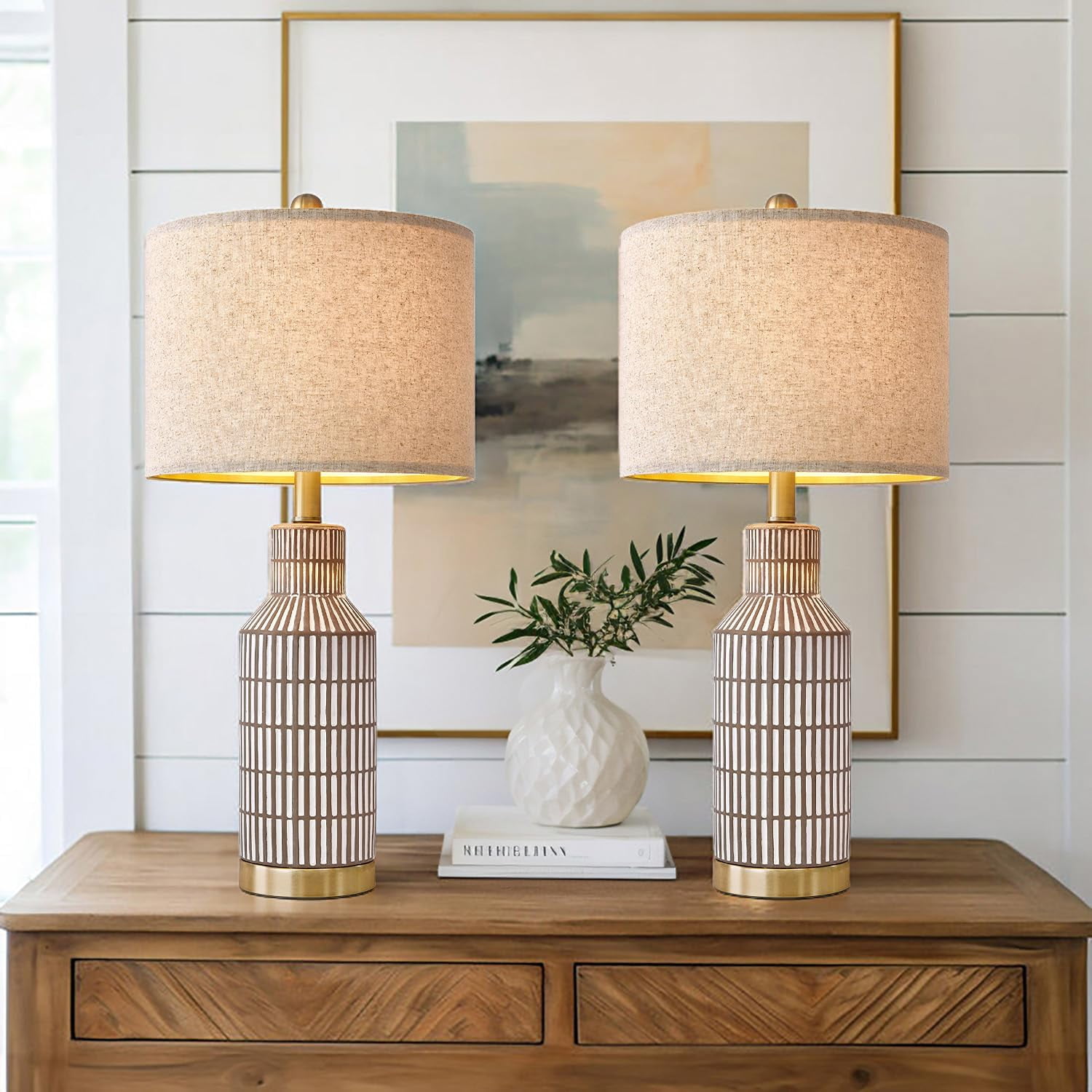 Lamps Set of 2 - Table Lamps for Bedroom - Modern Living Room Lamps ...