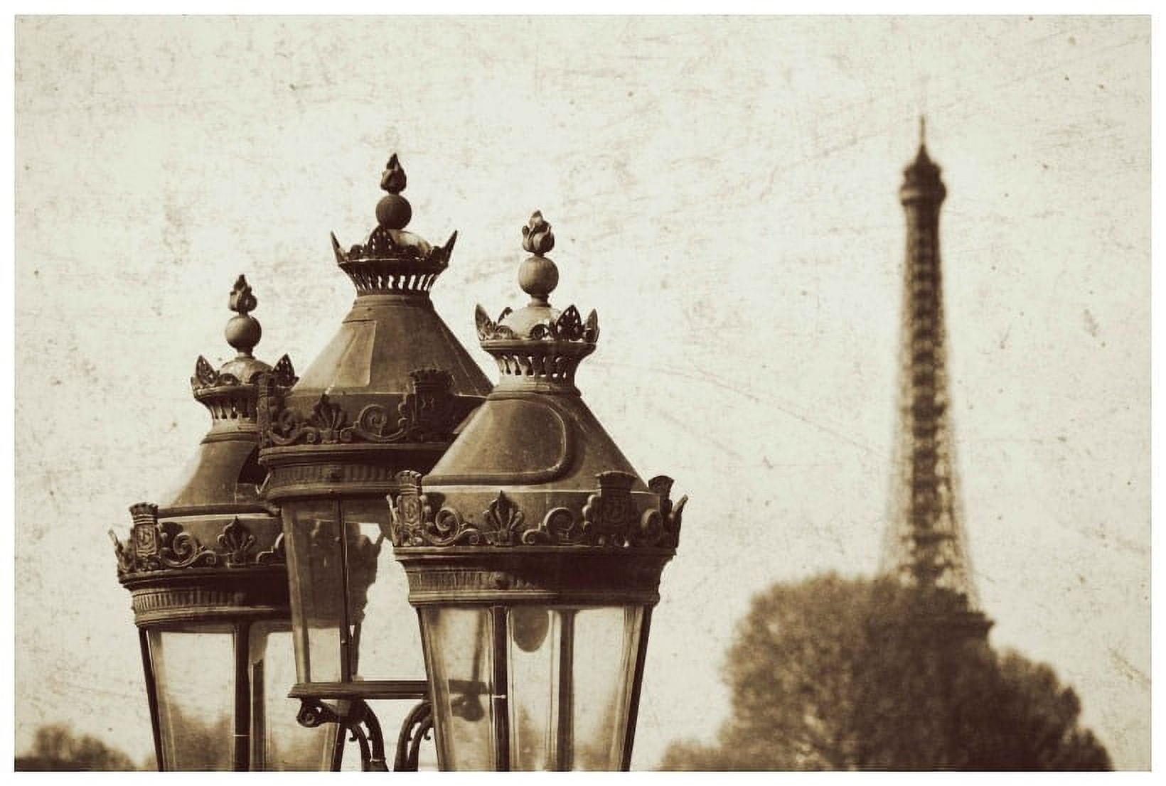 "Lamps and Eiffel Tower" Painting Print on Wrapped Canvas