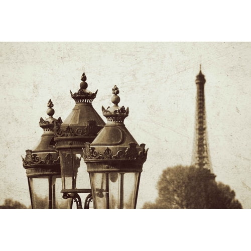 "Lamps and Eiffel Tower" Painting Print on Wrapped Canvas