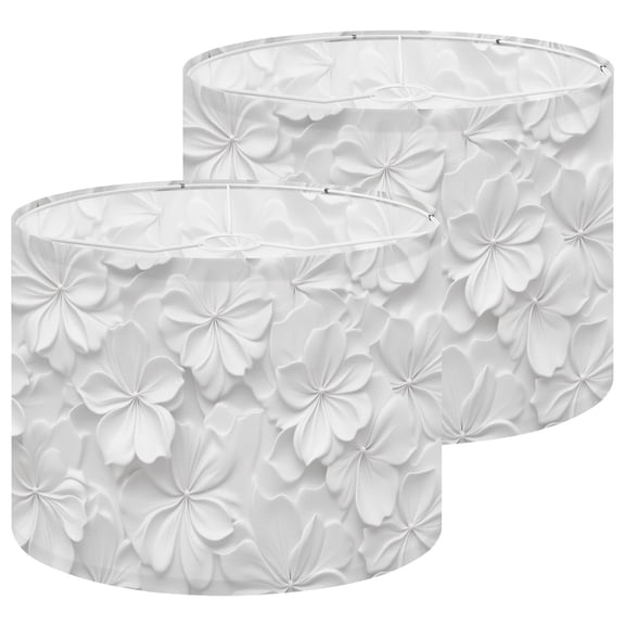 Lampshades 2 Pack 3D White Floral Embossed Modern Flower Petals Layered 13"x13"x10" Light Shade for Table Lamps Floor Lamp Shades Lampshade Replacement Easy Assembly