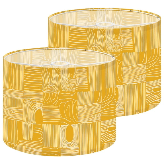 Lampshades 2 Pack Abstract Geometric Patchwork Mustard Yellow White Line Art 13"x13"x10" Light Shade for Table Lamps Floor Lamp Shades Lampshade Replacement Easy Assembly