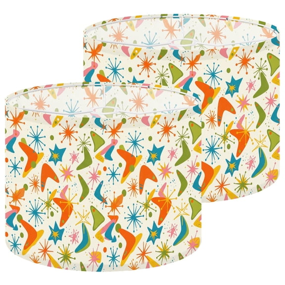 Lampshades 2 Pack Abstract Mid Century modern Colorful Atomic Shapes Retro 13"x13"x10" Light Shade for Table Lamps Floor Lamp Shades Lampshade Replacement Easy Assembly